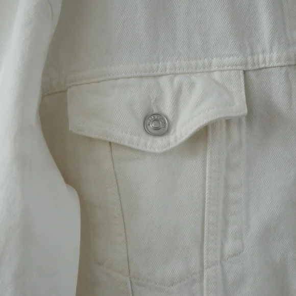Balenciaga White Denim Jacket Size 38 (M) Logo Buttons andEmbroidery 2018